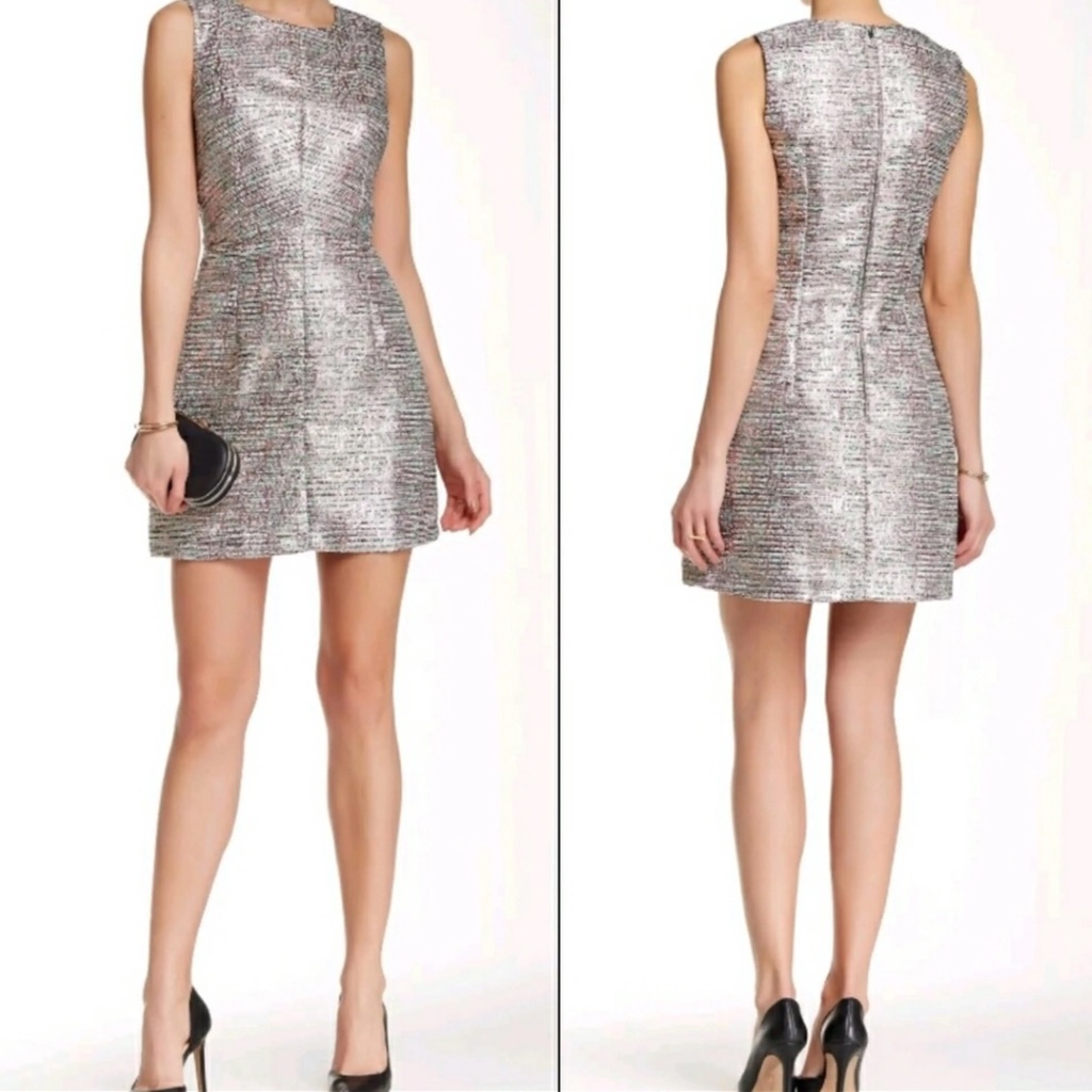 Party Perfectnwot French Connection Metallic Tweed Shift Dress, Size 8